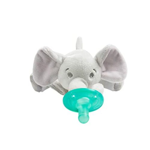 Philips AVENT Soothie Snuggle Pacifier Holder with Detachable Pacifier, 0m+, Elephant, SCF347/03- 1 Count (Pack of 1)
