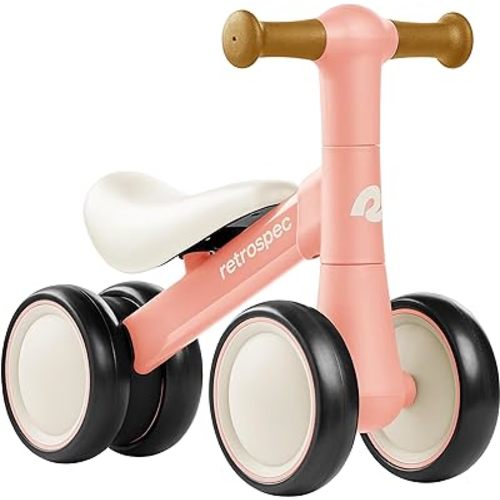 Retrospec Cricket Baby Walker Balance Bike with 4 Wheels for Ages 12-24 Months - Toddler Bicycle Toy for 1 Year Old’s - Ride On Toys for Boys & Girls