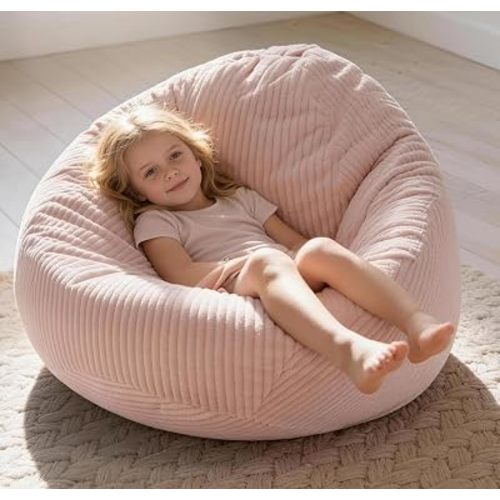 ENBAOHUI Bean Bag Chairs with Memory Foam Chairs for Kids Teens Toddler Faux Fur Sofa Chair with Handle Light Pink