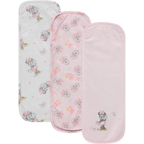 Disney Baby Burp Cloths 3 Pack – 100% Cotton – Mickey Mouse, Minnie Mouse, Winnie The Pooh, Dumbo – Soft & Absorbent Newborn Essentials for Boys & Girls