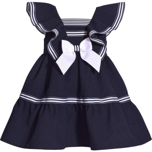 Baby Nautical Flutter Sleeve Dress, 12M, Navy