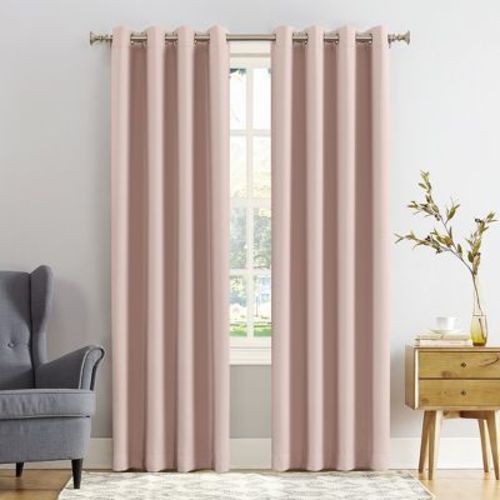 54"x108" Sun Zero Blackout Kenneth Energy Saving Grommet Curtain Panel Pink: Modern Polyester Curtain Panel