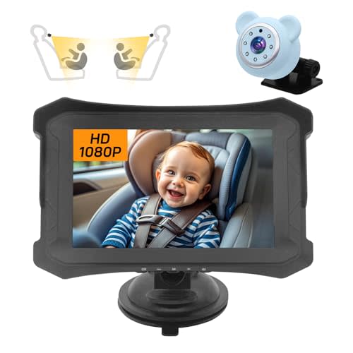 5 Inch Baby Car Camera & Rear-Facing Infant Monitor with IR Night Vision, 360° Rotatable, Simple Backseat Installation for Children's Car Seat Safety (Blue)
