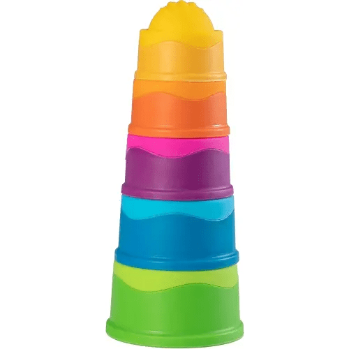 Fat Brain Toys Dimpl Stack Popping Stack & Nest Baby Toy, Sensory Toys for Babies 6 Months+, Fidget Toys for Toddlers