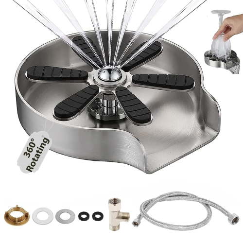 Glass Rinser for Kitchen Sink, High-Pressure Bottle Washer Stainless Steel Glass Rinser for Kitchen Sink Glass Cup Cleaner Sink Attachment Washer Baby Bottle, Glass Cup, Wine Glass