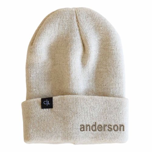 Embroidered Knit Baby Beanie - Ecru