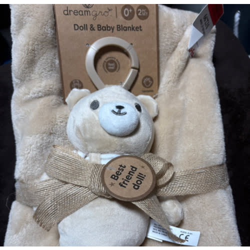 Cribmates Baby Boys' 2-Piece Blanket With Plush Toy Set - khaki, one size