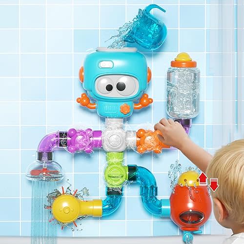 Bath Toys for Kids Ages 4-8, DIY Assembly Water Pipe Building Kit, Interactive Water Toy for Toddlers 3-5, Educational STEM Learning Gift for Boys and Girls
