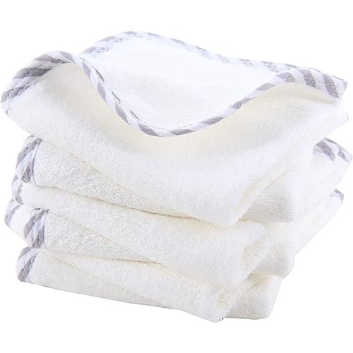 Baby Washcloths, Rayon Made from Bamboo - 2 Layer Ultra Soft Absorbent Newborn Bath Face Towel - Reusable Baby Wipes for Delicate Skin - Gray Stripe, 6 Pack