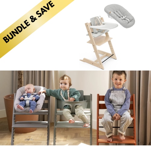 Tripp Trapp High Chair BUNDLE (w/ cushion, tray & newborn set)