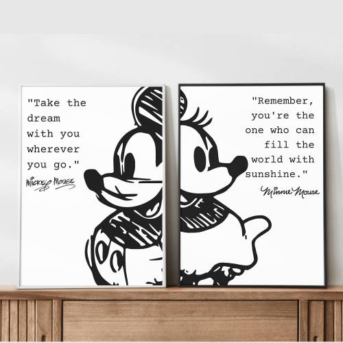 Mickey Mouse Wall Art, Kid's Room, Mickey and Minnie Digital Download, Mouse Picture, Nursery Decor, Inspirational Quotes, Vintage