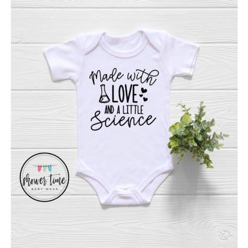 IVF Onesie® , Made With Science and a Little Bit of Love, Love and Science, IVF Baby Onesie Pregnancy Announcement Reveal, First Babysitter - Etsy