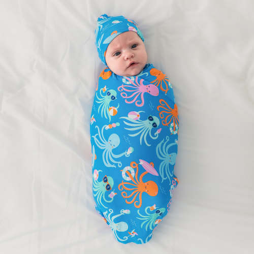 Octopus Party Swaddle & Hat Set – Little Sleepies