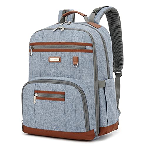 BILLITON MASHI Diaper Bag Backpack, Large Baby Nappy Bags with Portable Changing Pad for Boys and GirlsMultifunction Travel Baby Bag for Moms Dads, Shower Gifts Waterproof and Stylish,Light Blue