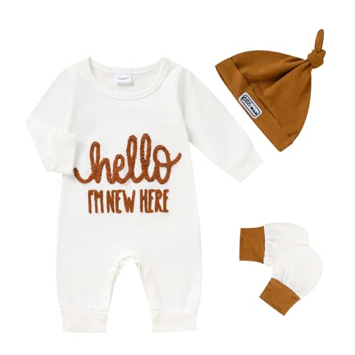 ZOELNIC Newborn Romper Baby Boy Cotton Jumpsuit New Baby Hat Gloves Romper Coming Home Clothes Outfits