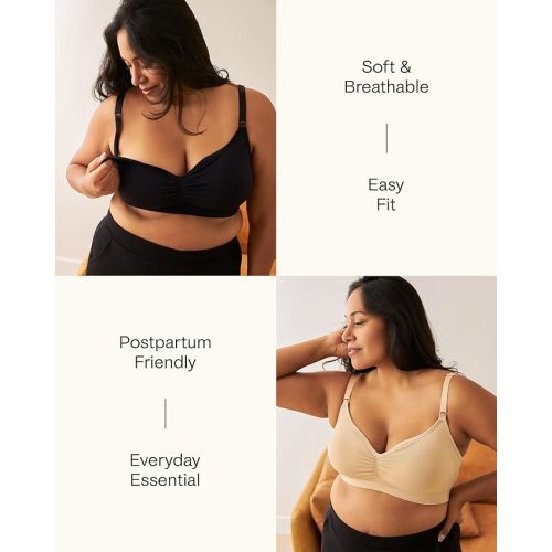 Kindred Bravely Tatum Seamless Sweetheart Bralette Nursing Bras for Breastfeeding, Adjustable, Soft Maternity Bra 2 Pack