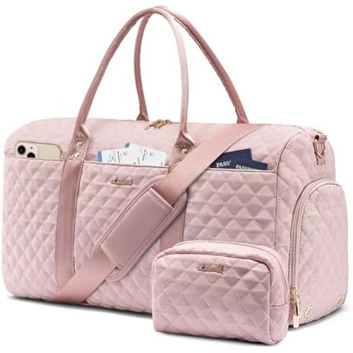 LOVEVOOK Travel Duffle Bag,Carry on Overnight Bag with Shoe Compartment,Weekender Bags for Women with Toiletry Bag,Gym Duffel Bag with Wet Pocket,Hospital Bags for Labor and Delivery