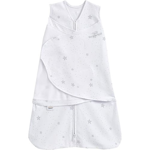 HALO 100% Cotton Sleepsack Swaddle, 3-Way Adjustable Wearable Blanket, TOG 1.5, Stardust, Newborn, 0-3 Months