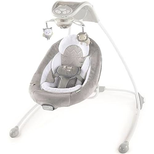 Ingenuity InLighten Baby Swing - Cool Mesh Fabric, Vibrations, Swivel Infant Seat, Nature Sounds, Light Up Motorized Mobile - Braden