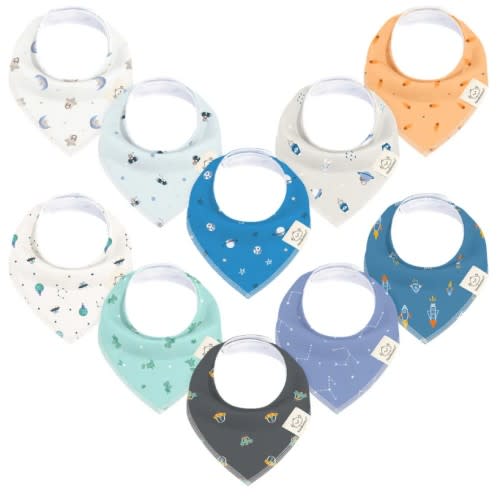 10-Pack Organic Bandana Bibs - Cosmo