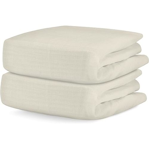 Newton Baby Fitted Crib Sheets (2-Pack) | Organic Muslin Cotton, 100% Breathable, Soft and Hypoallergenic Baby Sheets for Crib, Washable Baby Mattress Sheets, Fits Any Standard Sized Crib, Oatmeal