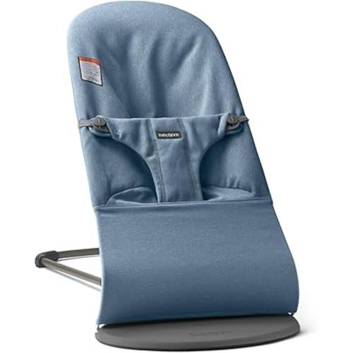 BabyBjörn Bouncer Bliss, Woven mélange, Blue | 2-in-1 Adjustable Baby Bouncer Seat and Toddler Chair, Newborn to Toddler (8-29 lbs), 4 Positions, Lightweight & Portable