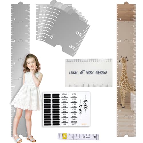 Growth Chart Mirror for Wall,SEILETOO Kids Height Wall Chart, Puzzle Mirror & Bedroom Wall Decor - Foldable Height Measuring Mirror with Height Chart for Kids & Height Growth Measurement for Wall