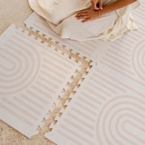 Toddlekind Haven Foam Play Mat | Linear Collection - Linen, 4X6