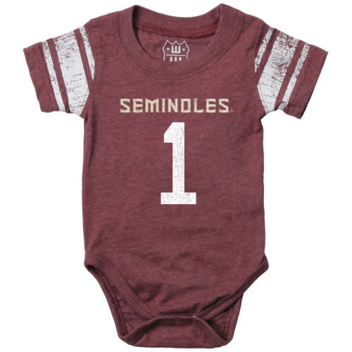 Wes & Willy Infant Seminoles #1 Short Sleeve Football Jersey Onesie - Garnet