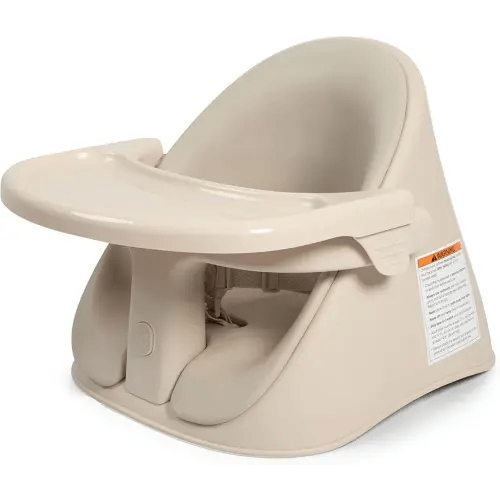 Boppy Proper Posture Floor & Booster Seat with Infant Insert - Ergonomic Baby Chair & Portable Booster Seat with Tray, Adjustable 4-36 Months, Dishwasher-Safe Tray - Oatmeal