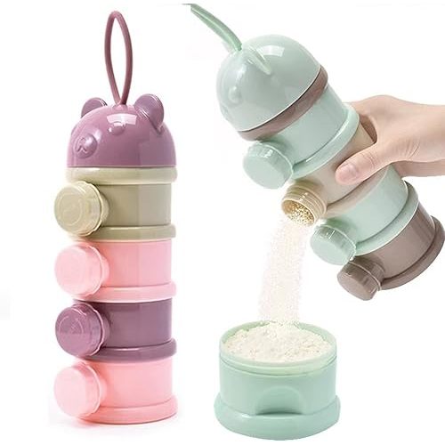 2 PCS 4-Layer Baby Milk Powder Dispenser, Stackable Formula Container for Travel, Portable Snack Storage Box
