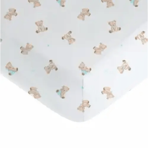 American Baby Company 100% Natural Cotton Fitted Crib Sheet 52" x 28" - Soft, Breathable, Hypoallergenic & Gentle Toddler Bed Sheet, Bear, Neutral for Boys & Girls