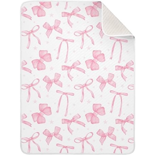 Coquette Watercolor Pink Bow Baby Swaddle Blanket for Boys and Girls, Muslin Baby Receiving Swaddle Blanket, Soft Cotton Nursery Swaddling Blankets for Newborn Toddler Infant