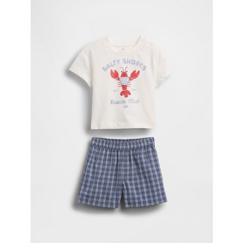 Baby Lobster Graphic T-Shirt & Plaid Short Set