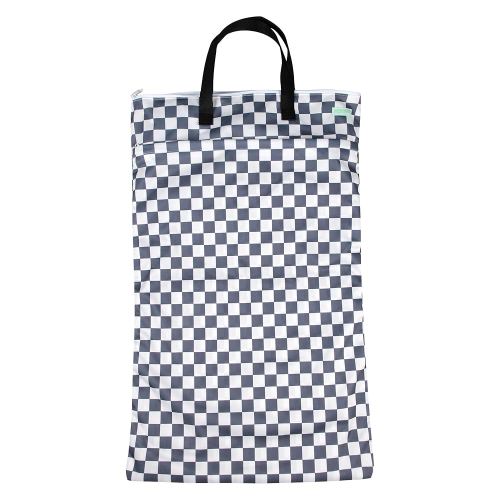 wegreeco Reusable Hanging Wet Dry Cloth Diaper Bag (Checkerboard Grey)
