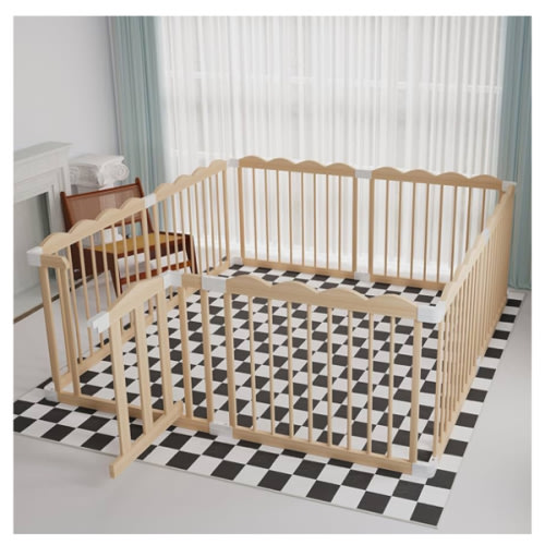Baby Playpen, Wooden Playpen for Babies and Toddlers, Large Adjustable Wooden Baby Playard with Locking Gate, Easy to Assemble, Portable Play Pen, Infant Play Pen Play Area(62x70x24 Inch)