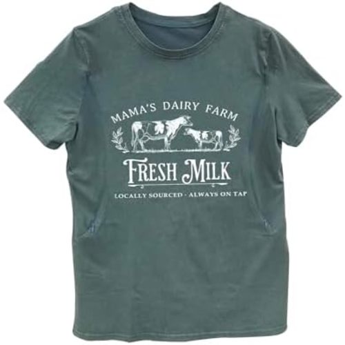 Comfort Breastfeeding Shirts for Women Zip Nursing Tops Causal Distressed Acid Washed Maternity Tees