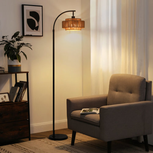 Bay Isle Home™ Aarzo 69.6" Arched Rattan Floor Lamp With LED Light and Remote Control & Reviews | Wayfair
