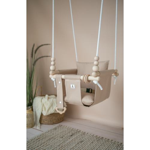 BEIGE CAPPUCCINO Indoor Baby Montessori Swing, Toddler swing  | CE |
