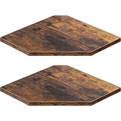 Corner Shelf Wall Mount, Floating Corner Shelves, Set of 2 Corner Wall Shelf Organizer, Rustic Wood Wall Storage Display Shelves for Living Room Bedroom Bathroom Kitchen, Classic Black
