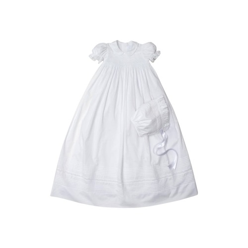 Baby New Silene Cotton Christening Gown & Bonnet, 6-12M - Only a few left, White
