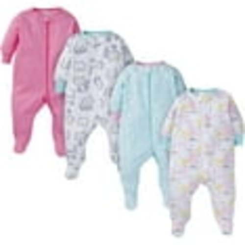 Onesies Brand Infant Girl's Zippered Sleeper Sleep 'n Play Footie Pajamas, 4-Pack