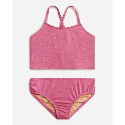 Girls' shimmer two-piece swimsuit, Rose Silver Shimmer - size 3