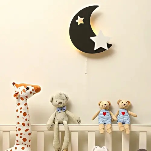 Moon Light - Floating Moon Wall Lamp For Nursery | Cute Floating Moon Lamp For Kids Bedroom | Battery-operated Hanging Moon Night Lights | Cordless Moon Lights For Bedroom | Moon Lamp For Baby Nursery