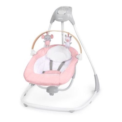 Ingenuity Simple Comfort Wood Toy Bar Baby Swing - Pink