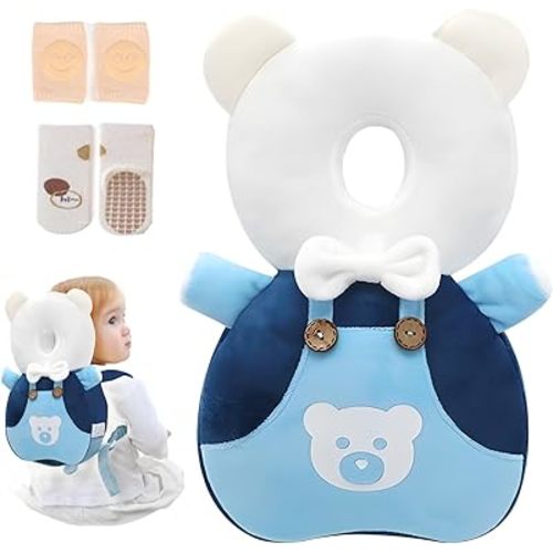 Baby Walker Head Protector Backpack Wear,Toddler Adjustable Baby Head Protection Backpack for Safety Baby Learning Walking Crawling (Bears)