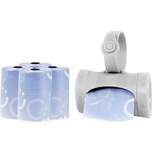 Ubbi On The Go Gray Bag Dispenser and Waste Disposal Bags Refill, Lavender Scented, Baby Savings Bundle