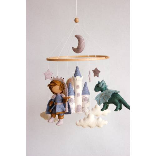 Dragon baby mobile, castle baby mobile, knight baby mobile, dragon nursery decor