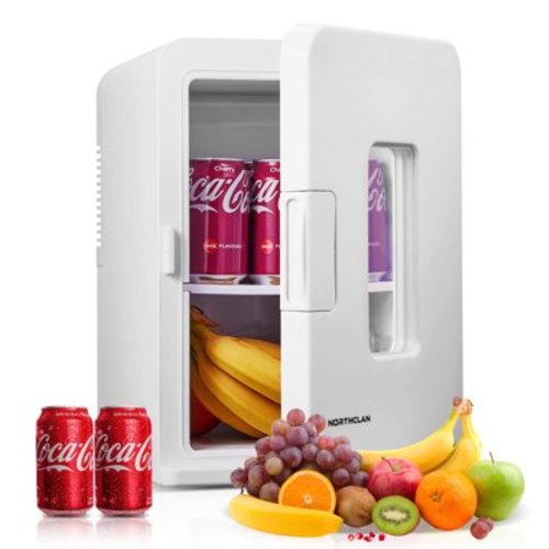 15L Mini Fridge for Bedroom, 15 Litre/21 Cans Refrigerator, Small Fridge for Office and Car, White