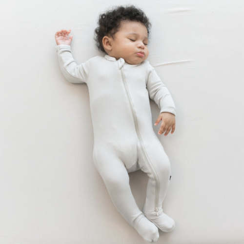 Kyte baby Ribbed Zipper Footie in Oat 3-6 months
